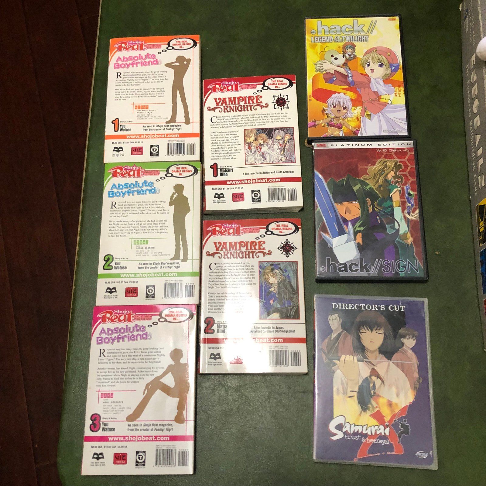 Anime Lot Of 5 Books  3 Movies Absolute Boyfriend Vampire Knight Hack